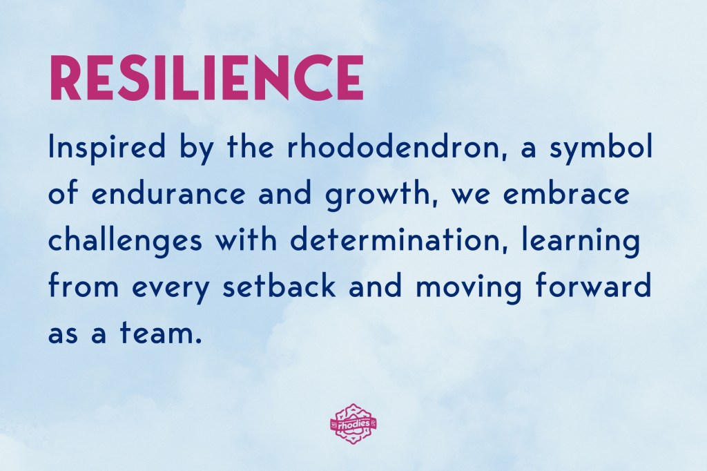 Resilience: Inspired by the rhododendron, a symbol of endurance and growth, we embrace challenges with determination, learning from every setback and moving forward as a team.